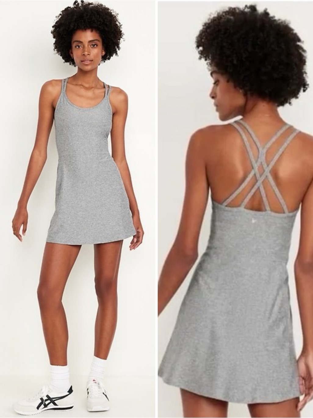 Nwt Old Navy Active Cloud + Strappy Athletic Dress Shorts Bra Gray Sz L